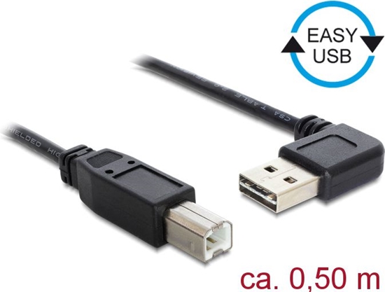 Picture of Delock Cable EASY-USB 2.0 Type-A male angled left / right > USB 2.0 Type-B male 0,5 m