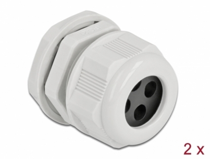 Изображение Delock Cable Gland PG21 for round cable with four cable entries grey 2 pieces