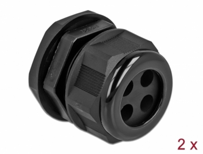 Attēls no Delock Cable Gland PG29 for round cable with four cable entries black 2 pieces