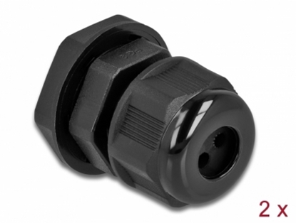 Attēls no Delock Cable Gland PG9 for round cable with three cable entries black 2 pieces