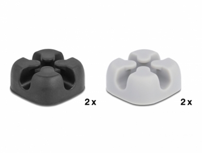 Attēls no Delock Cable holder cross-shaped self-adhesive 4 pieces black / grey