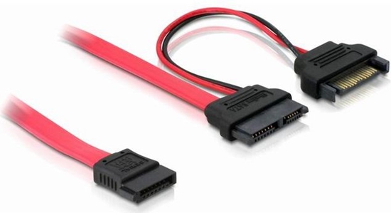 Picture of Delock Cable Slim SATA female > SATA 7 pin + SATA 15 pin 5 V 50 cm