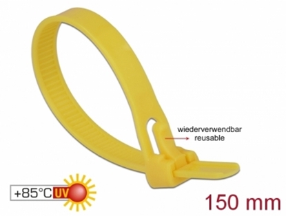 Attēls no Delock Cable ties reusable heat-resistant L 150 x W 7.5 mm 100 pieces yellow