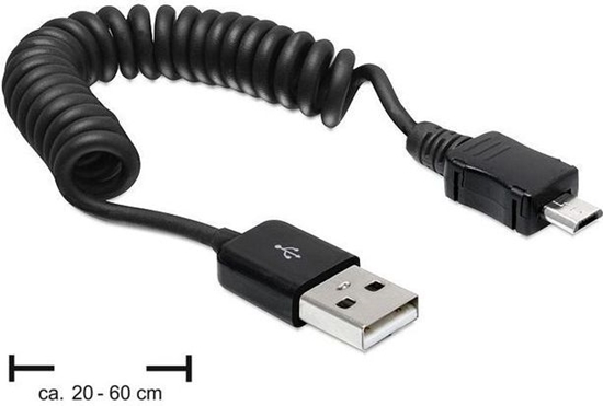 Picture of Delock Cable USB 2.0-A male > USB micro-B male coiled cable