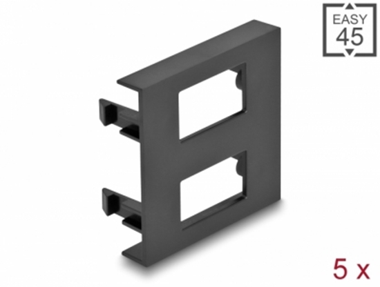 Picture of Delock Easy 45 Module Plate 2 x Rectangular cut-out 12.5 x 21.5 mm, 45 x 45 mm 5 pieces black