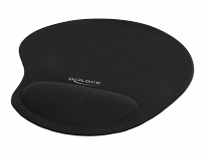 Picture of Delock Ergonomic Mouse pad with Gel Wrist Rest black 230 x 202 x 24 mm
