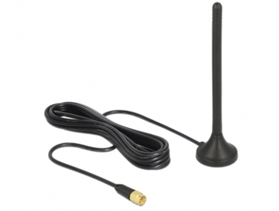 Picture of Delock GSM / UMTS / LTE Antenna SMA plug 2.5 dBi fixed omnidirectional with magnetic base and connection cable (RG-174, 3 m) out