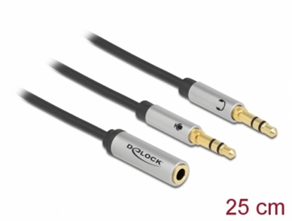 Attēls no Delock Headset Adapter 1 x 3.5 mm 4 pin Stereo jack female to 2 x 3.5 mm 3 pin Stereo jack male (CTIA)