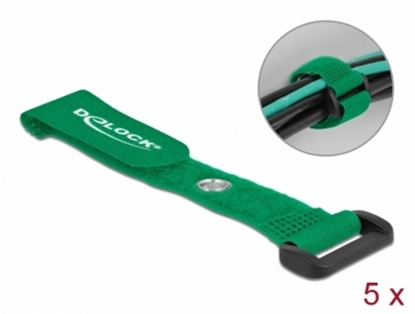 Attēls no Delock Hook-and-loop cable tie with Loop and Fastening Eyelet L 150 x W 20 mm green 5 pieces