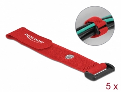 Attēls no Delock Hook-and-loop cable tie with Loop and Fastening Eyelet L 190 x W 25 mm red 5 pieces