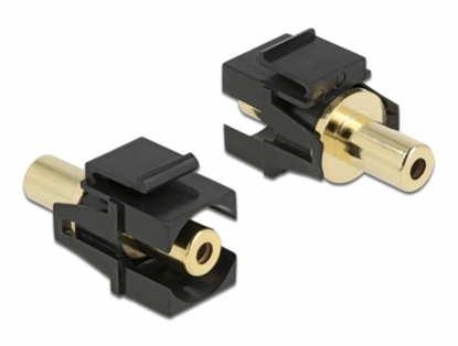 Picture of Delock Keystone Module stereo jack female 3.5 mm 3 pin to stereo jack female 3.5 mm 3 pin gold plated black
