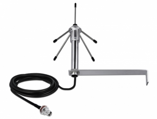 Picture of Delock LPWAN 868 MHz Antenna TNC jack 3 dBi omnidirectional fixed with connection cable RG-58 C/U 3 m wall mounting outdoor silv