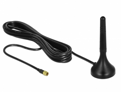 Attēls no Delock LTE Antenna SMA plug 1 - 2 dBi fixed omnidirectional with magnetic base and connection cable RG-174 A/U 3 m outdoor black