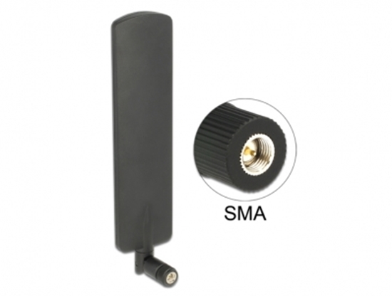 Picture of Delock LTE Antenna SMA plug 2 dBi omnidirectional with tilt joint black