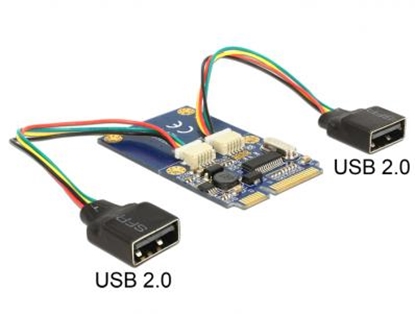 Attēls no Delock Module MiniPCIe IO full size 2 x USB 2.0 type A female