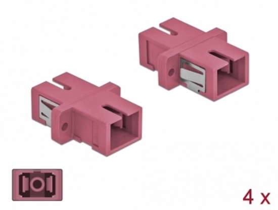 Picture of Delock Optical Fiber Coupler SC Simplex female to SC Simplex female Multi-mode 4 pieces violet