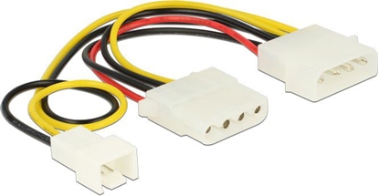 Attēls no Delock Power Cable 4 pin male > 1 x 4 pin female + 1 x 3 pin male (fan) 14 cm