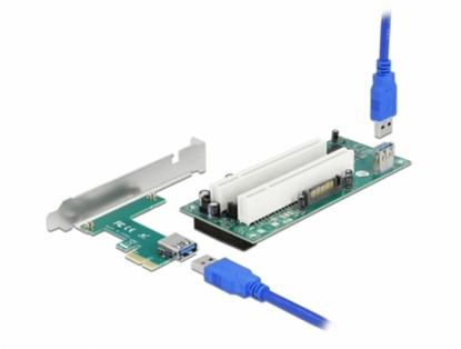 Изображение Delock Riser Card PCI Express x1 to 2 x PCI 32 Bit Slot with 60 cm cable
