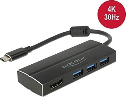 Attēls no Delock USB 5 Gbps Adapter USB Type-C™ to 3 x USB 5 Gbps Type-A Hub + 1 x HDMI (DP Alt Mode) 4K 30 Hz