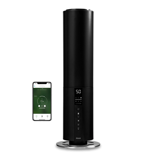 Picture of Duux | Beam Smart Ultrasonic Humidifier, Gen2 | Air humidifier | 27 W | Water tank capacity 5 L | Suitable for rooms up to 40 m² | Ultrasonic | Humidification capacity 350 ml/hr | Black | m³