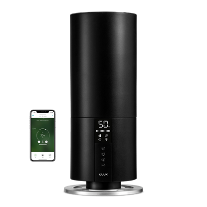 Attēls no Duux | Beam Mini Smart | Humidifier Gen 2 | Air humidifier | 20 W | Water tank capacity 3 L | Suitable for rooms up to 30 m² | Ultrasonic | Humidification capacity 300 ml/hr | Black | m³