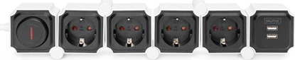 Picture of Digitus Flexible Power Strip, 4-way with 2 USB Ports & Switch