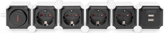 Изображение Digitus Flexible Power Strip, 4-way with 2 USB Ports & Switch