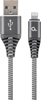 Picture of Gembird USB Male - Lightning Male Premium cotton braided 1m Space Grey/White