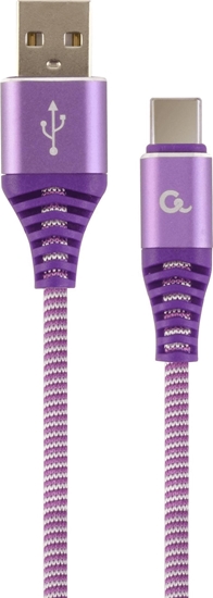 Picture of Gembird USB Male - USB Type C Male Premium cotton braided 2m Purple/White