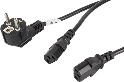 Изображение Kabel zasilajcy Lanberg CEE 7/7 - 2x IEC 320 C13, 2m czarny (CA-C13C-13CC-0018-BK)