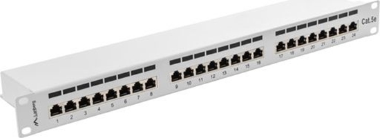 Изображение Lanberg Patch panel 1U 19" 24x RJ-45 Kat.5E Szary (PPS5-1024-S)