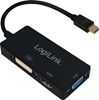 Изображение Adapter AV LogiLink DisplayPort Mini - HDMI - D-Sub (VGA) - DVI-I czarny (CV0110)