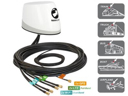 Attēls no Navilock NL-400 Multiband GNSS LTE-MIMO WLAN-MIMO IEEE 802.11 acahbgn Antenne 5 x RP-SMA omnidirektional roof mount outdoor