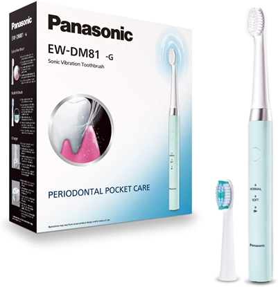 Attēls no Panasonic | EW-DM81-G503 | Electric Toothbrush | Rechargeable | For adults | Number of brush heads included 2 | Number of teeth brushing modes 2 | Sonic technology | White/Mint