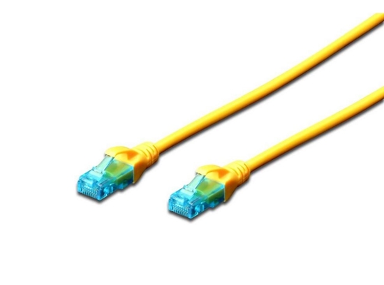 Picture of patch cord RJ45-RJ45, kat.5e, U/UTP, AWG 26/7, PVC, 0.25m, żółty