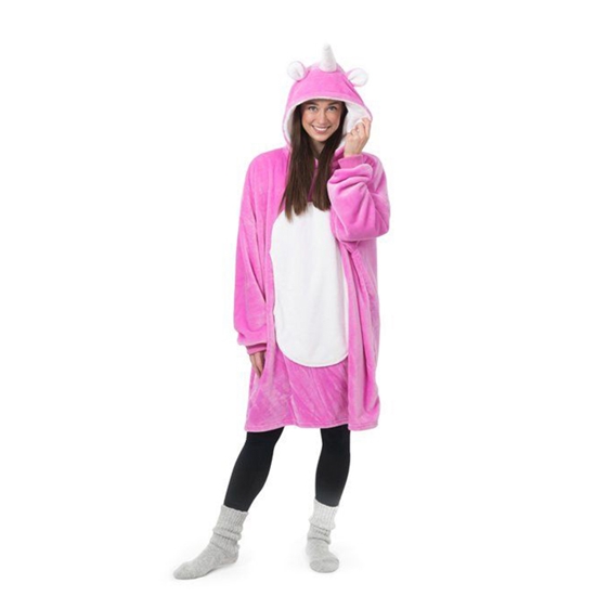 Изображение Krekls hūdijs 4Living Vienradzis pūkains rozā ar baltu