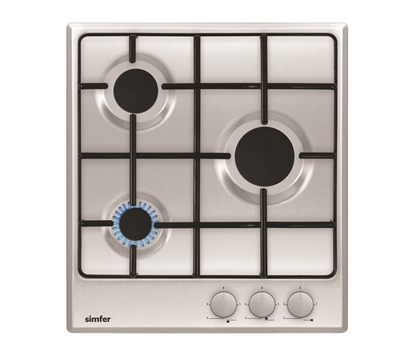 Attēls no Simfer | H4.300.VGRIM | Hob | Gas | Number of burners/cooking zones 3 | Rotary knobs | Stainless steel