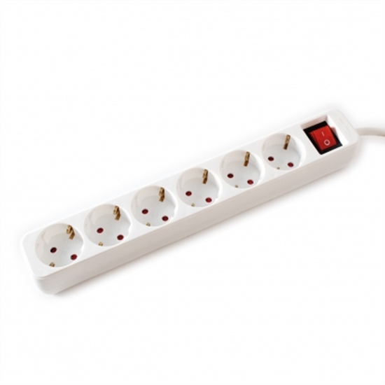 Picture of VALUE Power Strip, 6-way, with Switch, white, 6 m