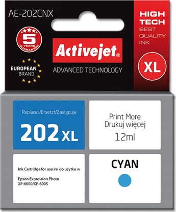 Attēls no Tusz Activejet Tusz Activejet AE-202CNX (zamiennik Epson 202XL H24010; Supreme; 12 ml; niebieski)