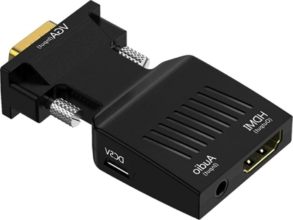 Изображение Adapter AV Mozos D-Sub (VGA) - HDMI + Jack 3.5mm czarny (LBB-003)