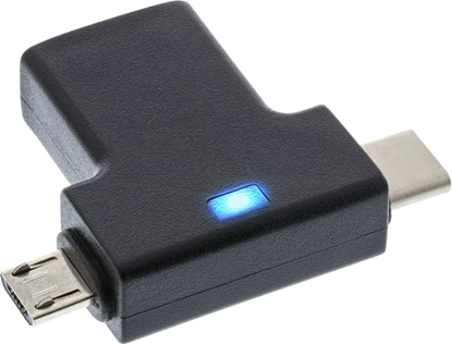 Attēls no Adapter USB InLine microUSB - USB + USB-C Czarny  (35804)
