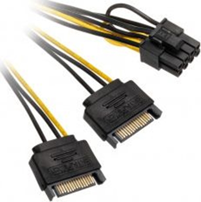 Attēls no Akasa SATA 15-pin - PCIe 8-pin, 0.3m, Żółty (ZUAD-1008)
