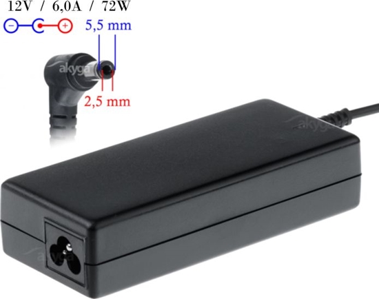 Picture of Zasilacz do laptopa Akyga 72 W, 2.5 mm, 6 A, 12 V (AK-ND-28)