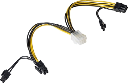 Attēls no Akyga PCIe 6-pin - PCIe 8-pin x2, 0.15m, Żółty (AK-CA-55)