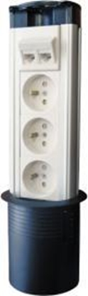 Attēls no Alantec L- Kolumna zasilajca DESK 3 gniazda elektryczne + 2 gniazda komputerowe (PZ020)