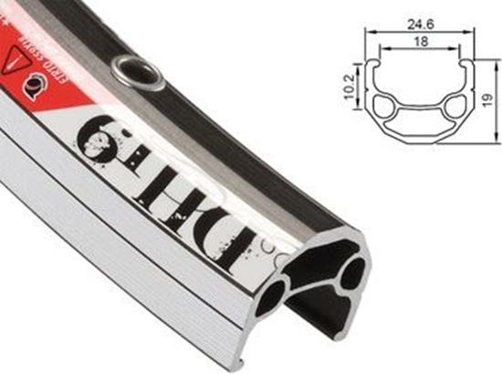 Picture of Alexrims Obrcz MTB DH19 26"x32otw. bok CNC kapslowana czarna (ALX-DH1932)