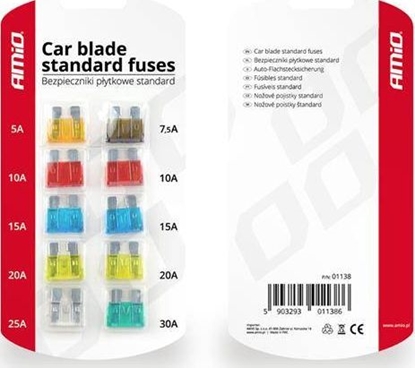 Изображение AMiO Bezpieczniki samochodowe pytkowe standard 10 szt.