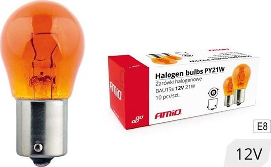 Picture of AMiO arówki halogenowe PY21W BAU15s 12V 21W AMBER 10szt. (E8)