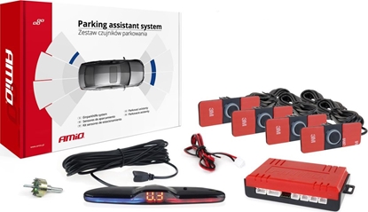 Picture of AMiO Zestaw czujników parkowania cofania max led 4 sensory czarne wewntrzne 16,5mm