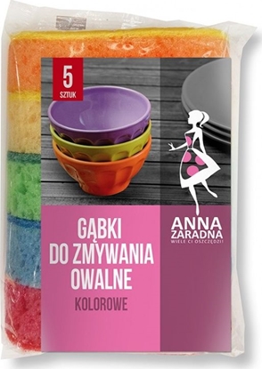 Изображение Anna Zaradna Gąbki do zmywania ANNA ZARADNA, owalne kolorowe, 5szt., mix